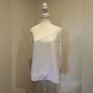 Banana Republic ivory one shoulder sleeveless blouse M